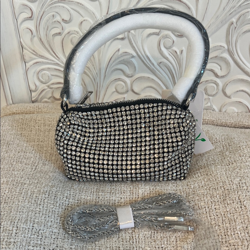New withTags Elegant Silver Rhinestone Women's Bag